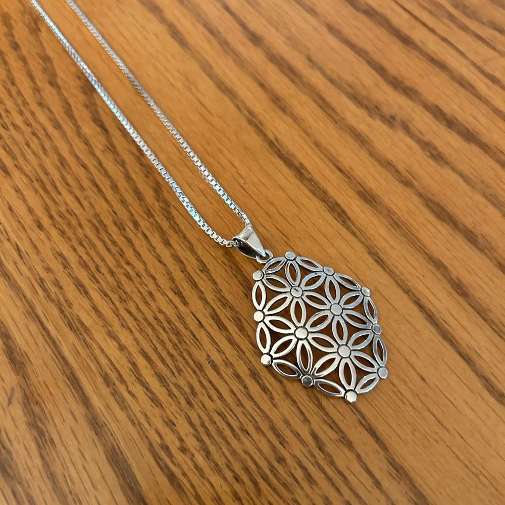 Long Silver Pendent Necklace